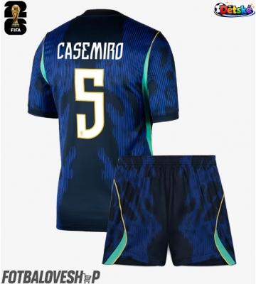 Brazílie Casemiro #5 Dětské Venkovní Dres MS 2026 Krátký Rukáv (+ trenýrky)